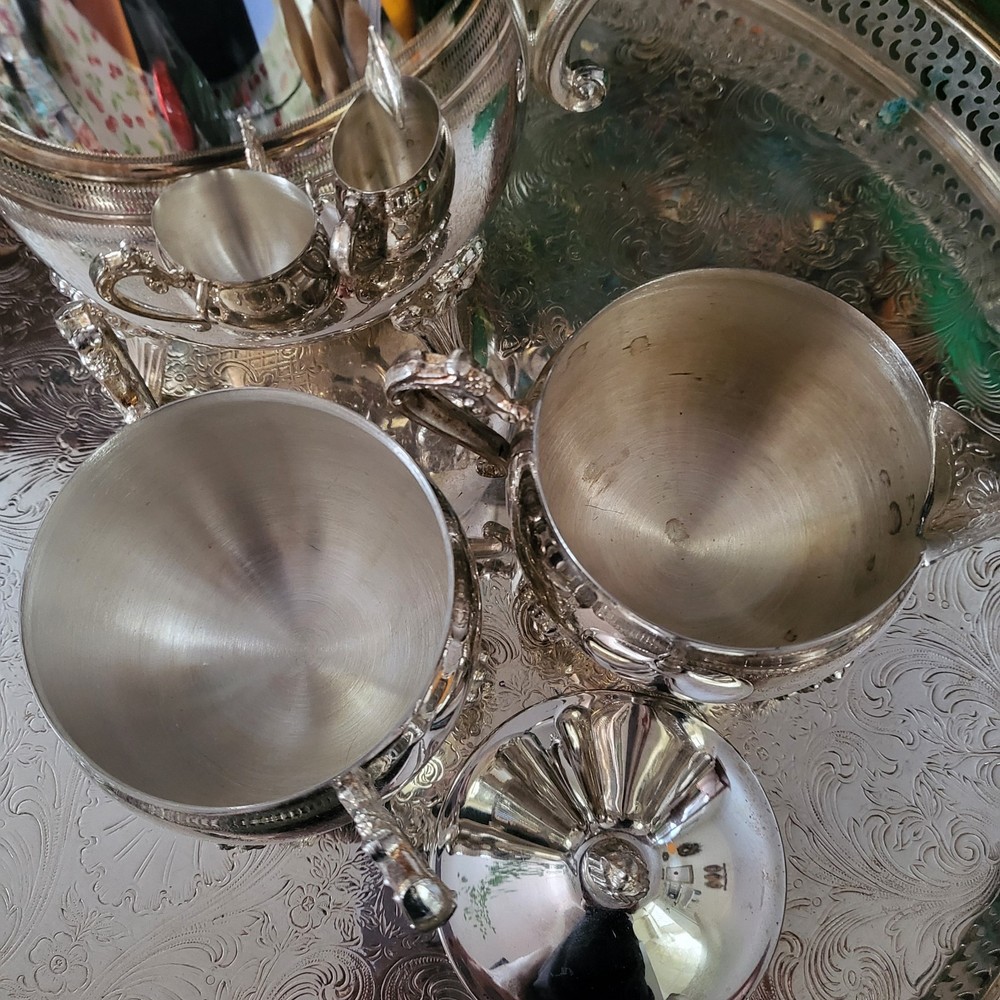 Silverplate Victorian Tea & Coffee Set Ornate Design