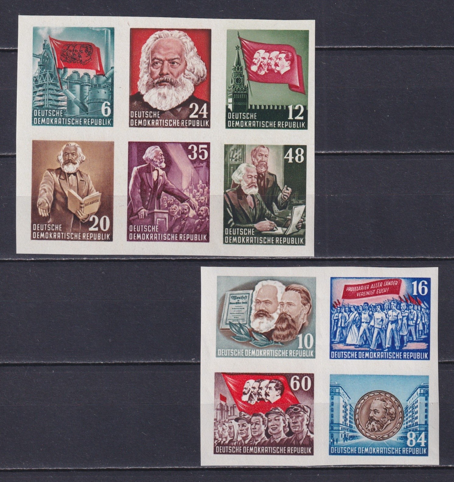 GDR GERMANY 1953, Mi# 386-389, Marx and Engels, Imperforated, MH