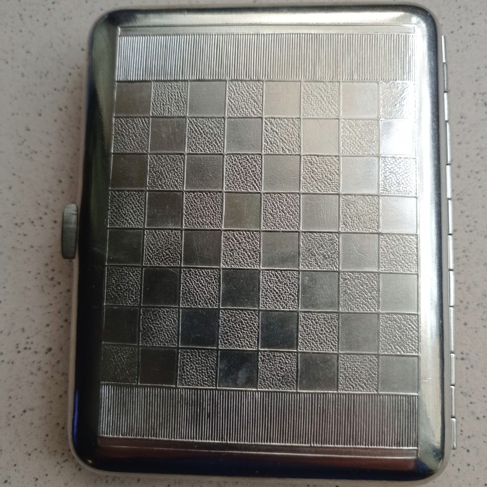 Vintage Cigarette Case Chess Theme Enamel Rare Mint