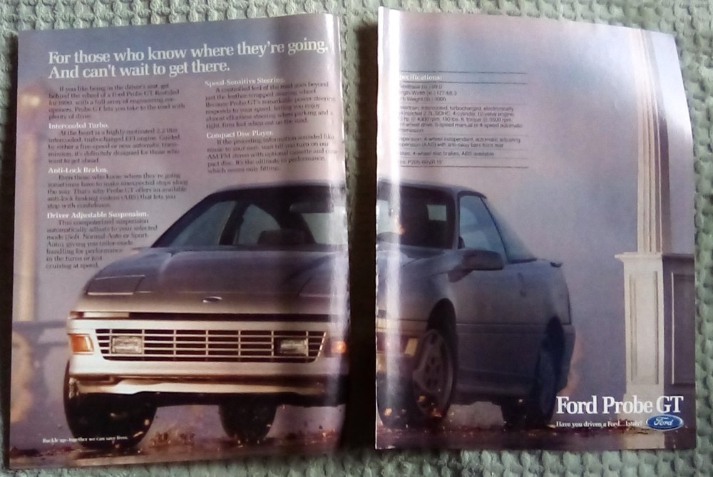 1990 Ford Probe GT 2 page Print Ad