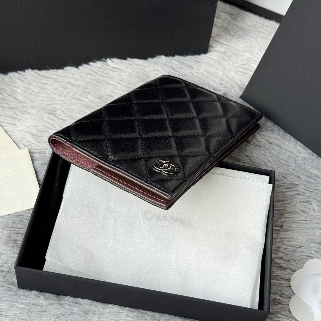 CHANEL Black Quilted Leather Wallet Organizer