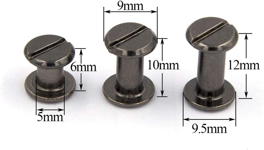 Alloypro 75 Sets Chicago Screws Assorted Kit 3 Sizes Gun Meta Leather Rivets