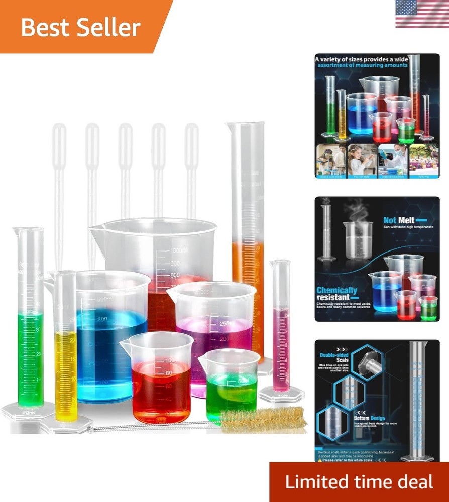 Eco-Friendly Science Lab Kit: Clear Cylinders & Beakers for Home Experiments
