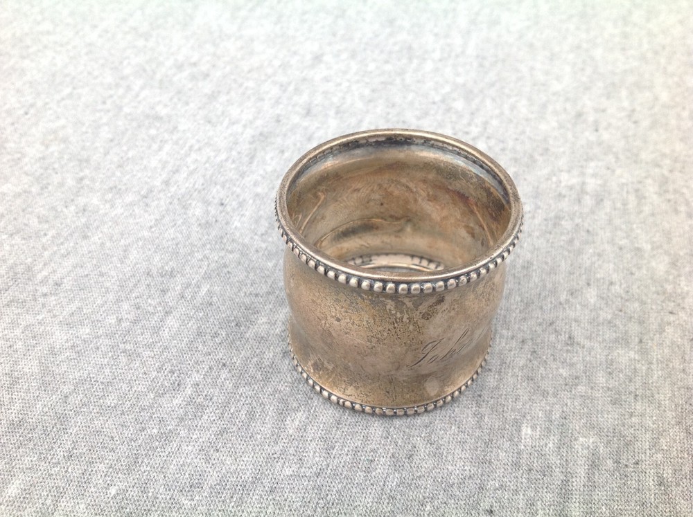 Hallmarked Sterling Silver Napkin Holder "John 1906"