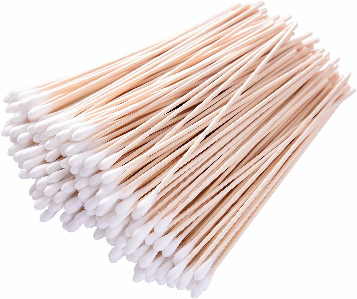 Lot of 200 6" Swabs Cotton Tipped Stick Applicator Single Tip (Wooden Handle)