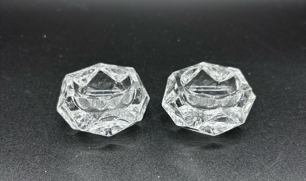 Hexagon Clear Glass Salt Cellars