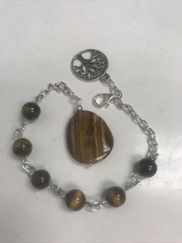 Tiger Eye Pendulum Bracelet Chain With Tree 689
