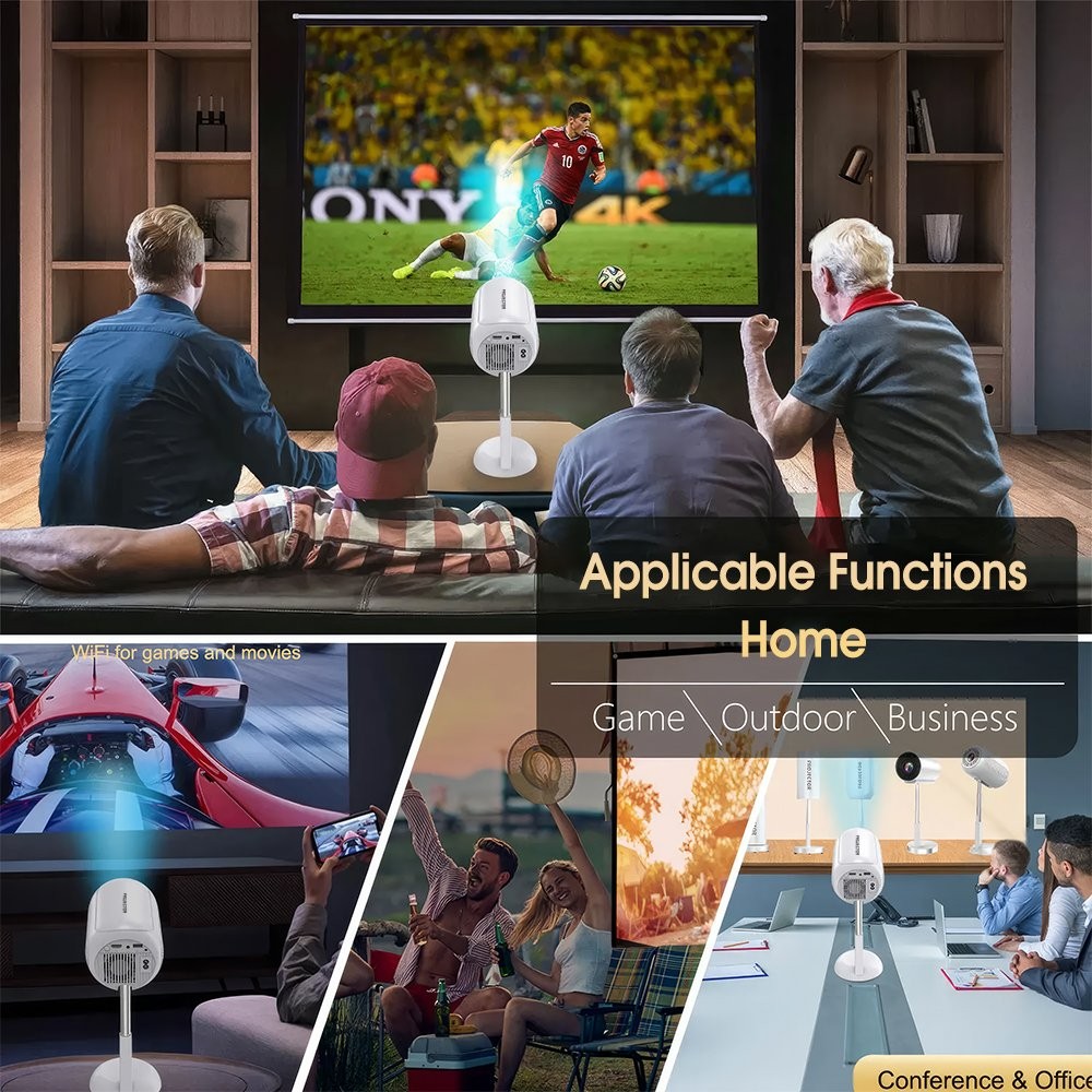 Auto Keystone 1080P Wifi Projector Android Bluetooth Home Video Smart Projector