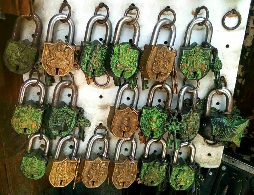 Lord Sun Engraved Security Door Lock Antique Style Handmade Solid Brass Padlock