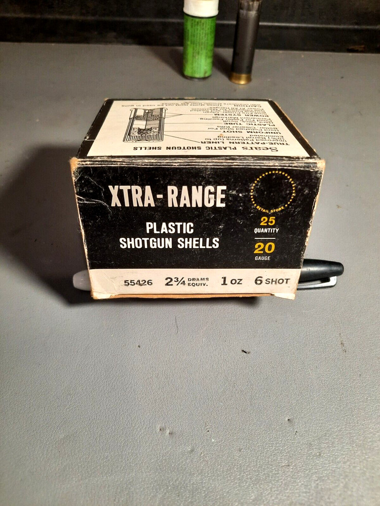 VTG Sears Ted Williams 20 Gauge Xtra-Range Shotgun Shells Empty Ammo Box NICE