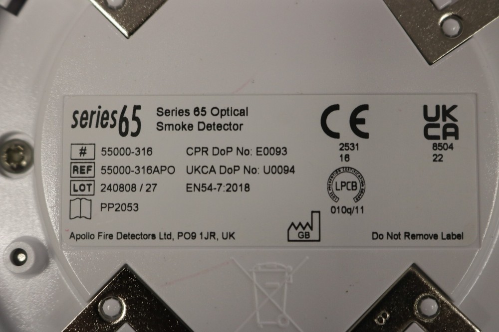 55000-316 OPTICAL SMOKE DETECTOR WITH BASE APOLLO