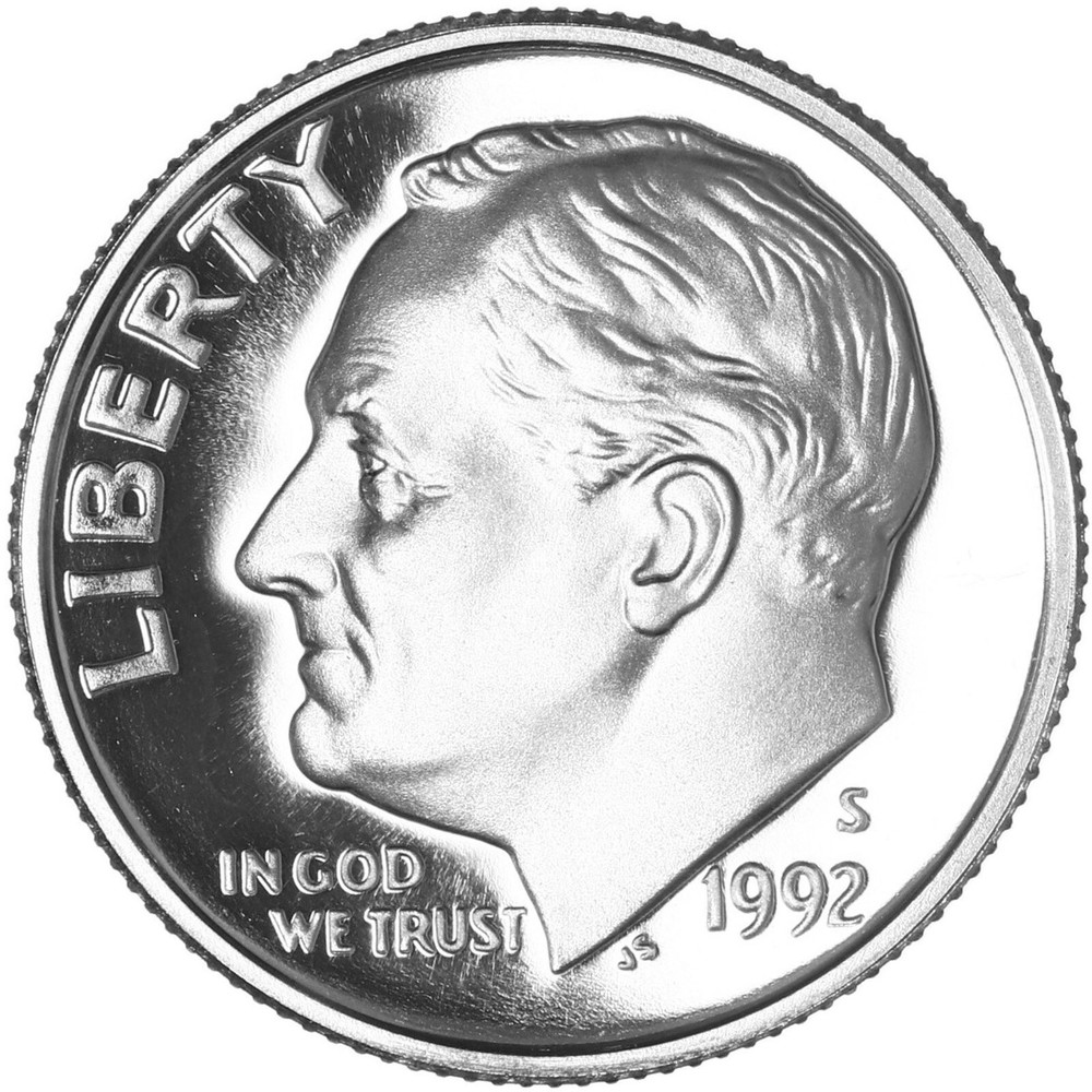 1992 S Roosevelt Dime Gem DCam Proof CN-Clad