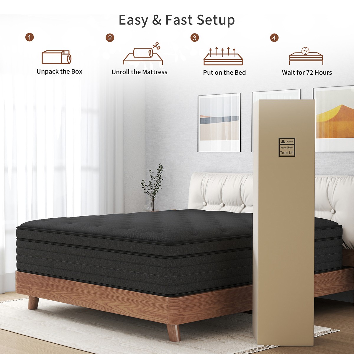 8"/12"/14" Twin Full Queen King Mattress Gel Memory Foam Hybrid Spring In a Box