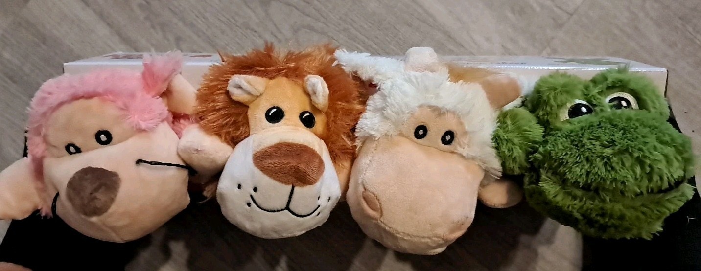 Kong Cozie 4 Pack Dog Animal Toy Rabbit Lion Sheep Frog Plush Squeak New