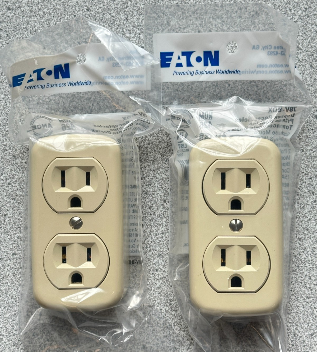NEW Lot of 2 Eaton 78V-BOX Duplex Receptacle Outlet Surface Mount 15A 125V 2P3W