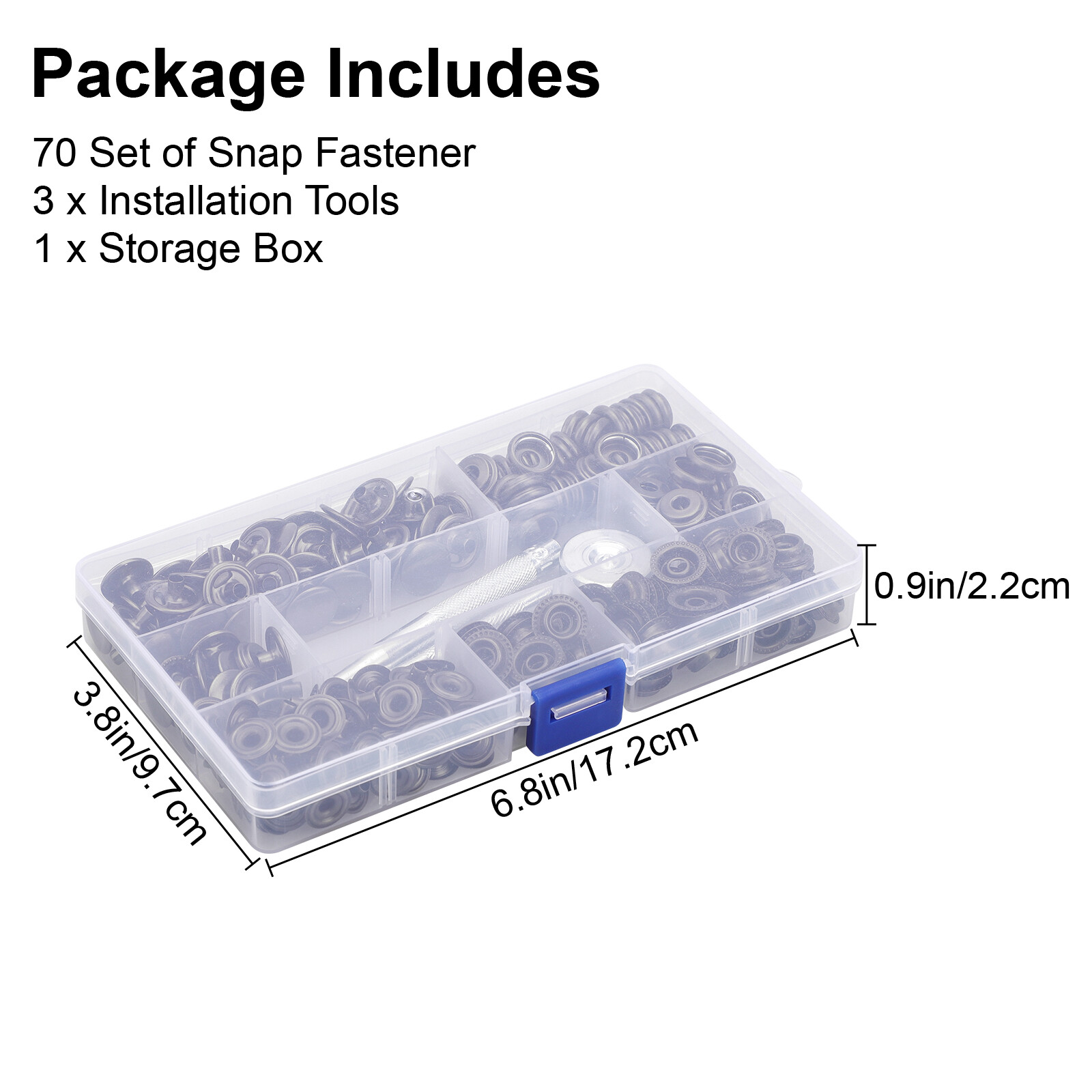 Heavy Duty Snap Fastener Button Kit 70 Set 15mm 5/8" Stainless Steel for Leather