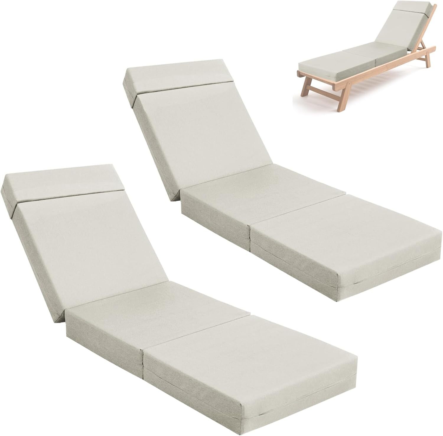 SUNYRISY 72"x21"x5" Chaise Lounge Cushions Set of 2 Waterproof Sun- Patio Pads