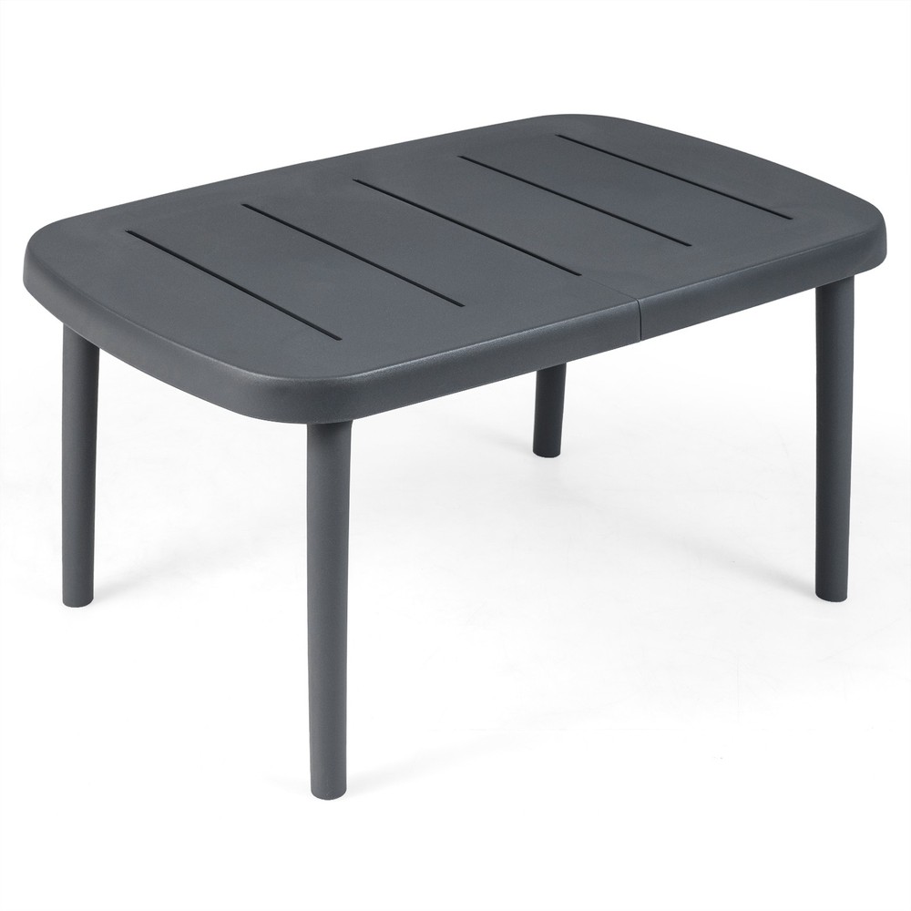 Outdoor Coffee Table, Rectangular Patio Storage Table with Aluminum Alloy Rods