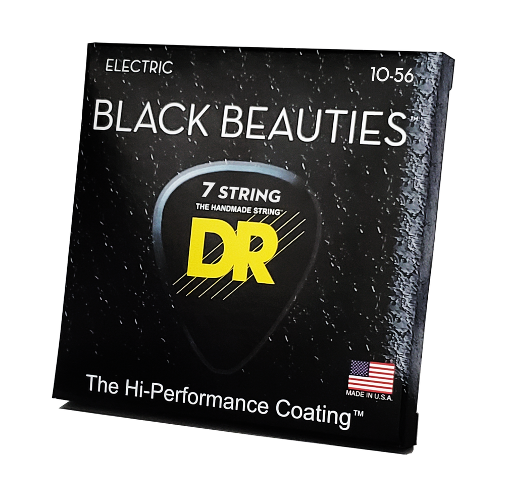 DR Strings Black Beauties Colored Electric Guitar Strings 7-String Medium 10-56