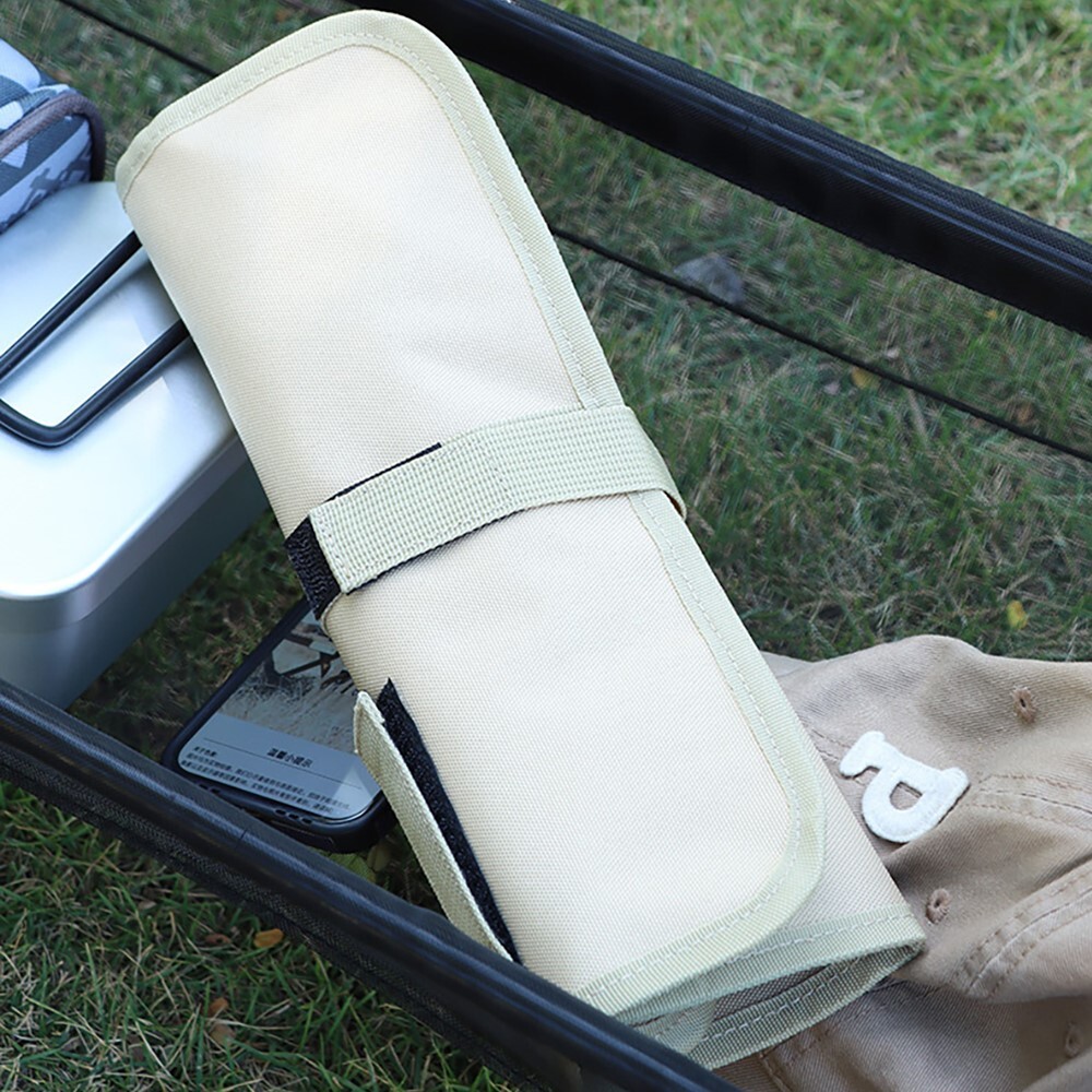 1PCS Foldable Hanging Multi Pocket Storage Roll for Picnic, Kitchen, BBQ, Hiking