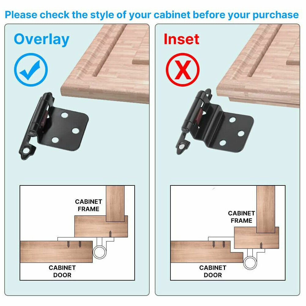 Kitchen Cabinet Hinges Overlay Self Closing Face Mount Cupboard Door Hinge LOT
