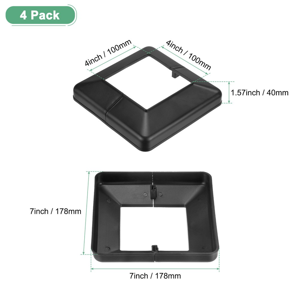 4-Pack Post Base Cover, Internal 4"x 4" PVC Post Skirt Split Type for Railing