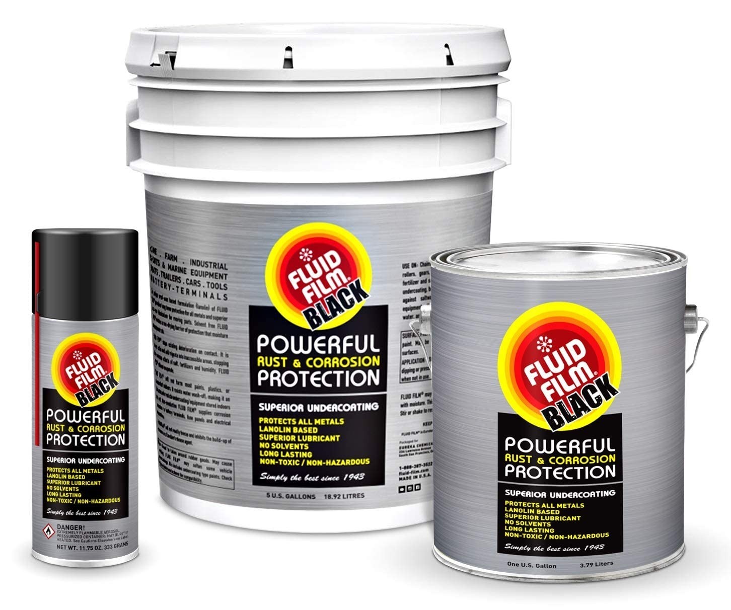 3 PACK!! Fluid Film Black AS11B Undercoating Protection Rust Inhibitor Spray Can