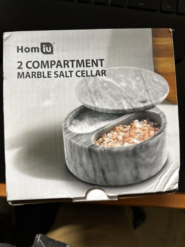 2 Compartment Marble Salt Cellar
