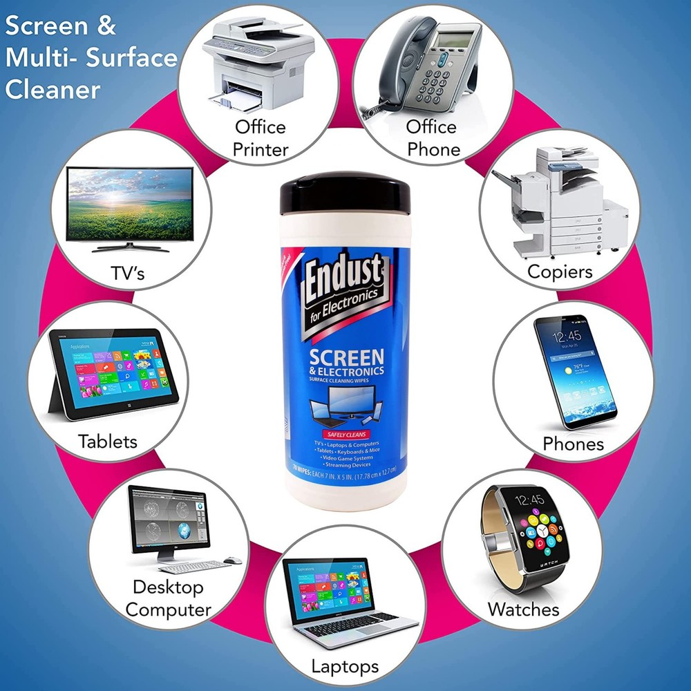 Endust For Electronics Screen & Surface Cleaning Wipes, For Tablet, E-Reader,...