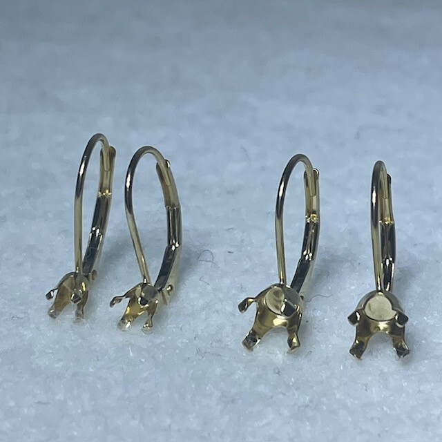 14kt Solid Yellow Gold Snap-In Lever Back Earring Top Finding Pairs
