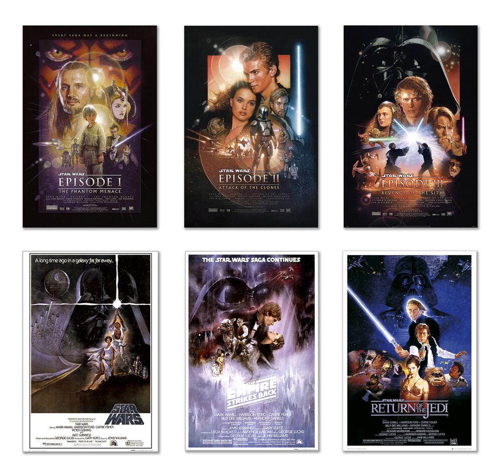 STAR WARS: EPISODE I-VI - 6 PIECE MOVIE POSTER SET (REGULARS 1) (24 X 36" EACH)