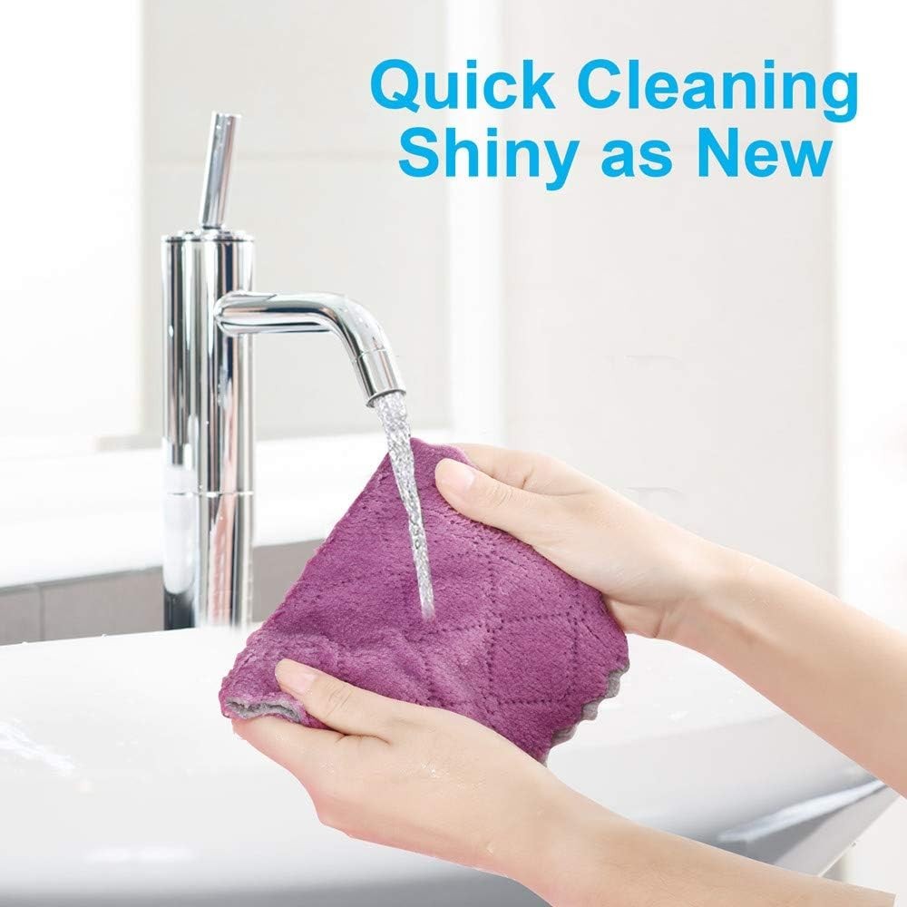 Kitchen Towels Dish 12PCS, Multipurpose Reusable Dish Cloths, Double-Side mircro