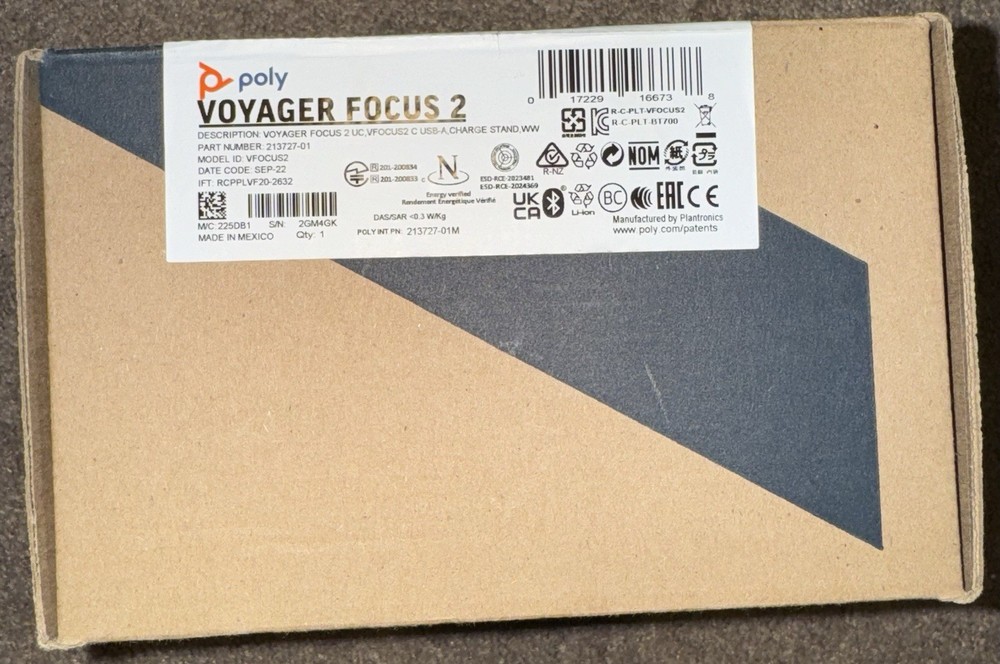 *EMPTY BOX ONLY* Poly Voyager Focus 2 UC Wireless Headset Microsoft Teams