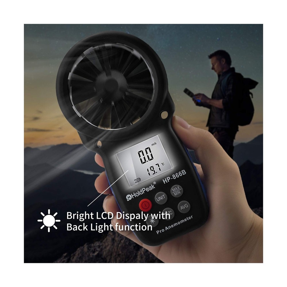 HoldPeak 866B Digital Anemometer Handheld Wind Speed Meter for Measuring Wind...