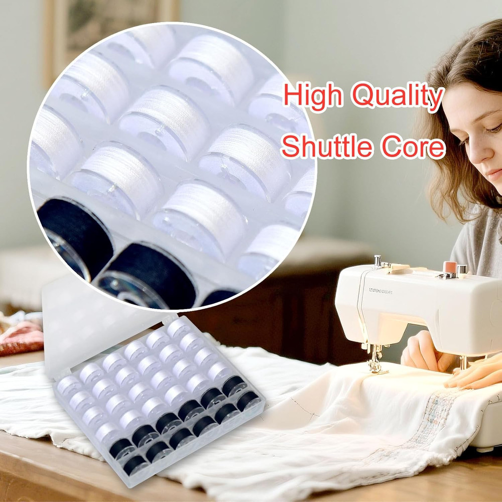 36Pcs Bobbins and Sewing Threads with Plastic Bobbin Case for Multiple Sewing Ma