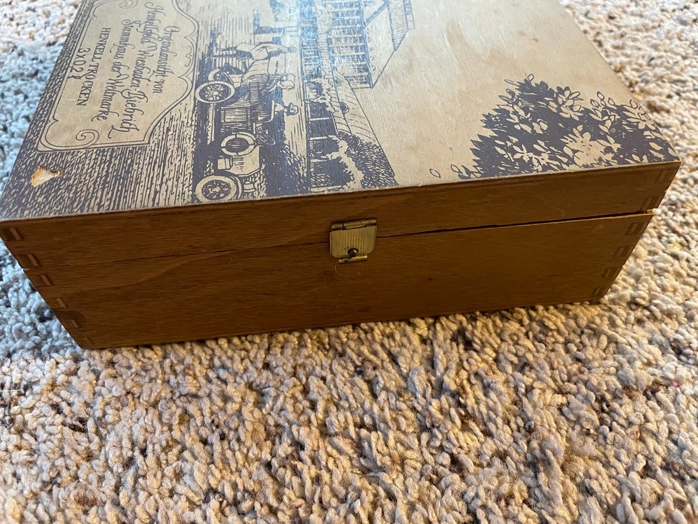 Vintage German Wine Box Filled with Vintage Thread