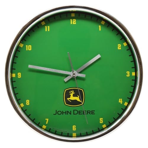 John Deere Chrome Leaping Deere Wall Clock (Green)