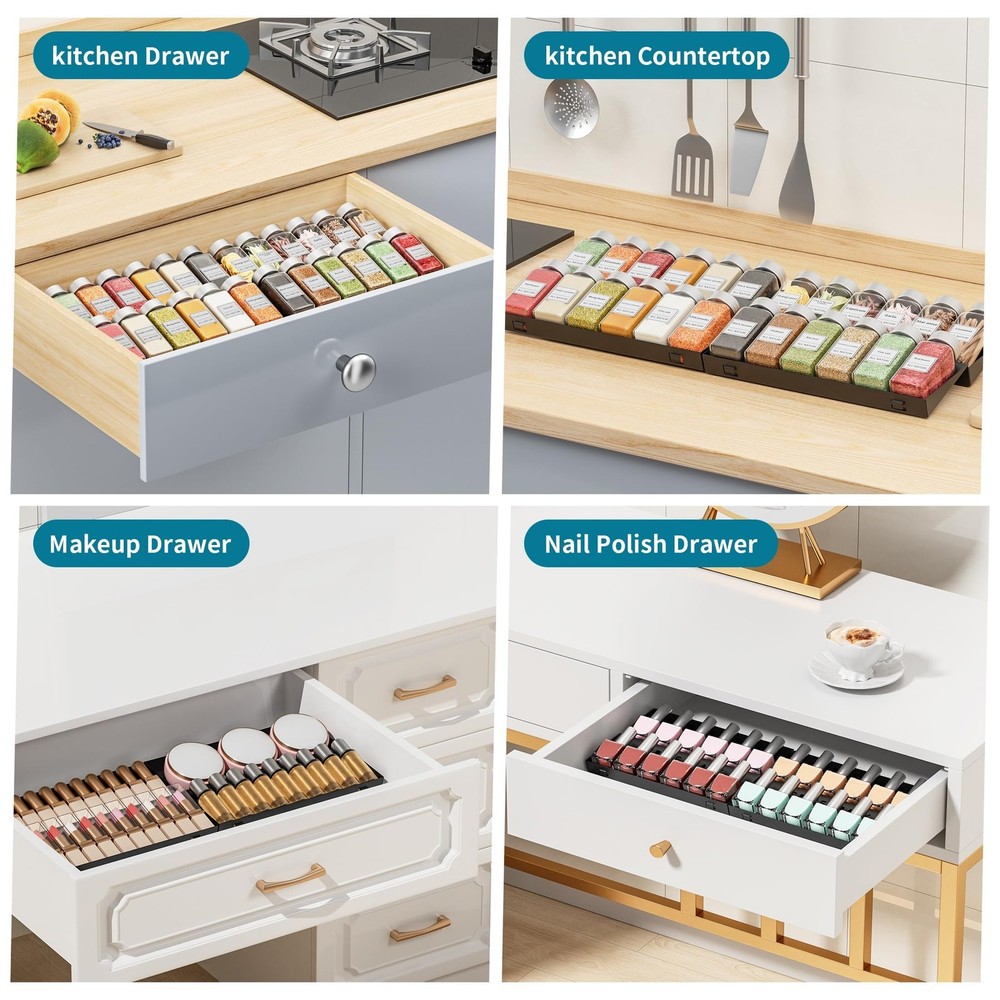Spice Drawer Organizer 4 Tier Metal Insert Organization Kitchen Countertop