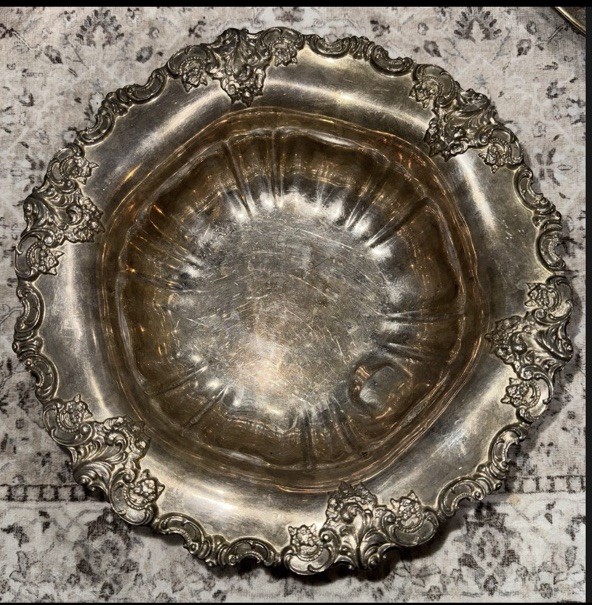 Vintage Wallace Baroque Silverplate Serving Set Flatter Bowl Pitcher Ornate