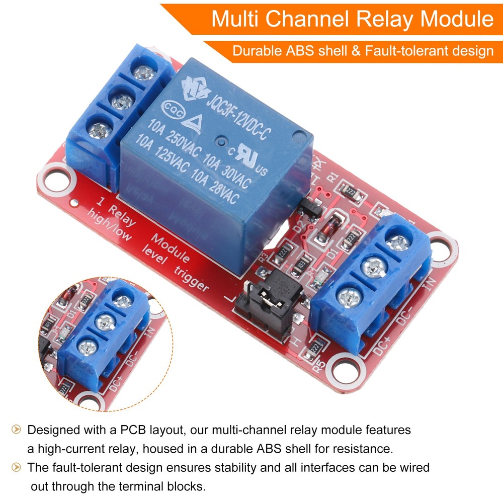 6 x DC 12V 1 Channel Relay Module High or Low Level Trigger for Electronics
