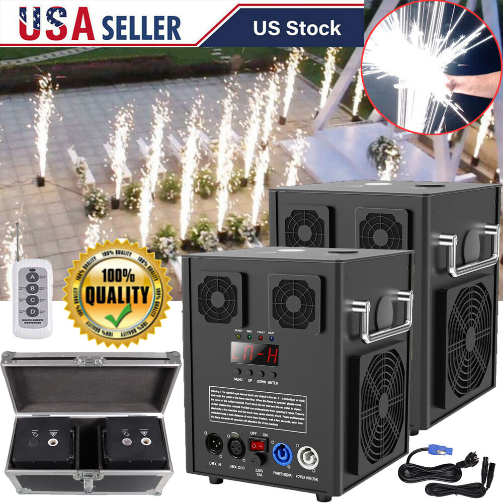 4X 700W Cold Spark Firework Machine Special Stage Effect DJ Wedding &Flight Case