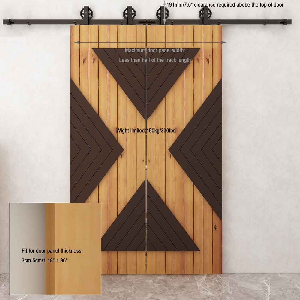 4FT-20FT Medium Wheel Roller Sliding Barn Door Hardware Kit Single/Double Door