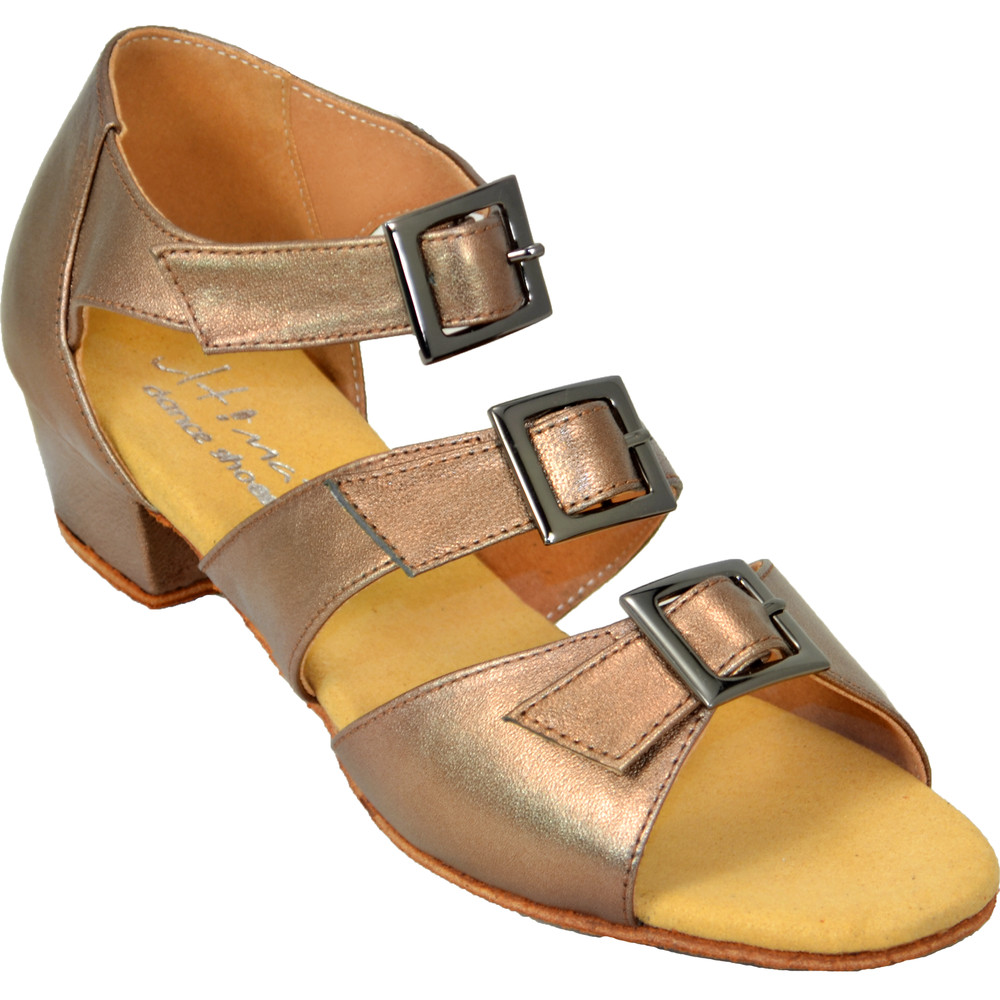 Ultimate Triple Buckle Dance Shoe - Bronze Leather