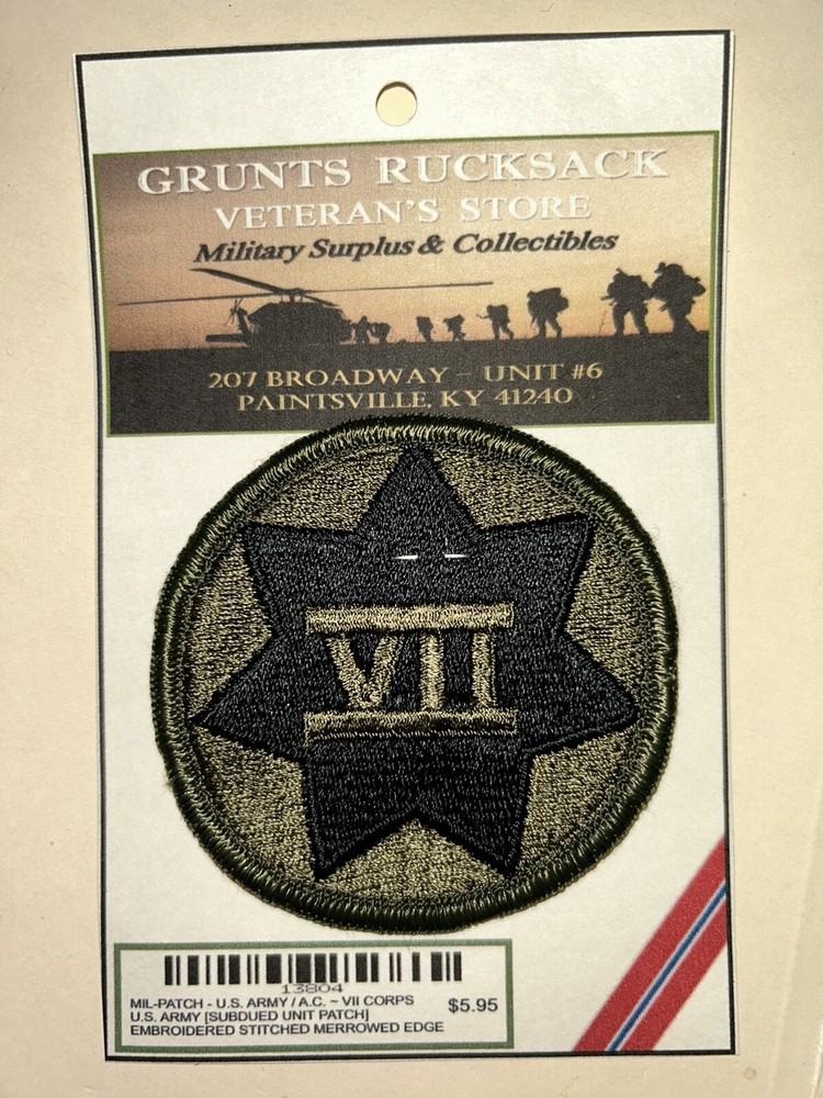 U.S. ARMY - VII CORPS / BDU - COMBAT SUBDUED (Sew-On) MERROWED EDGE UNIT PATCH