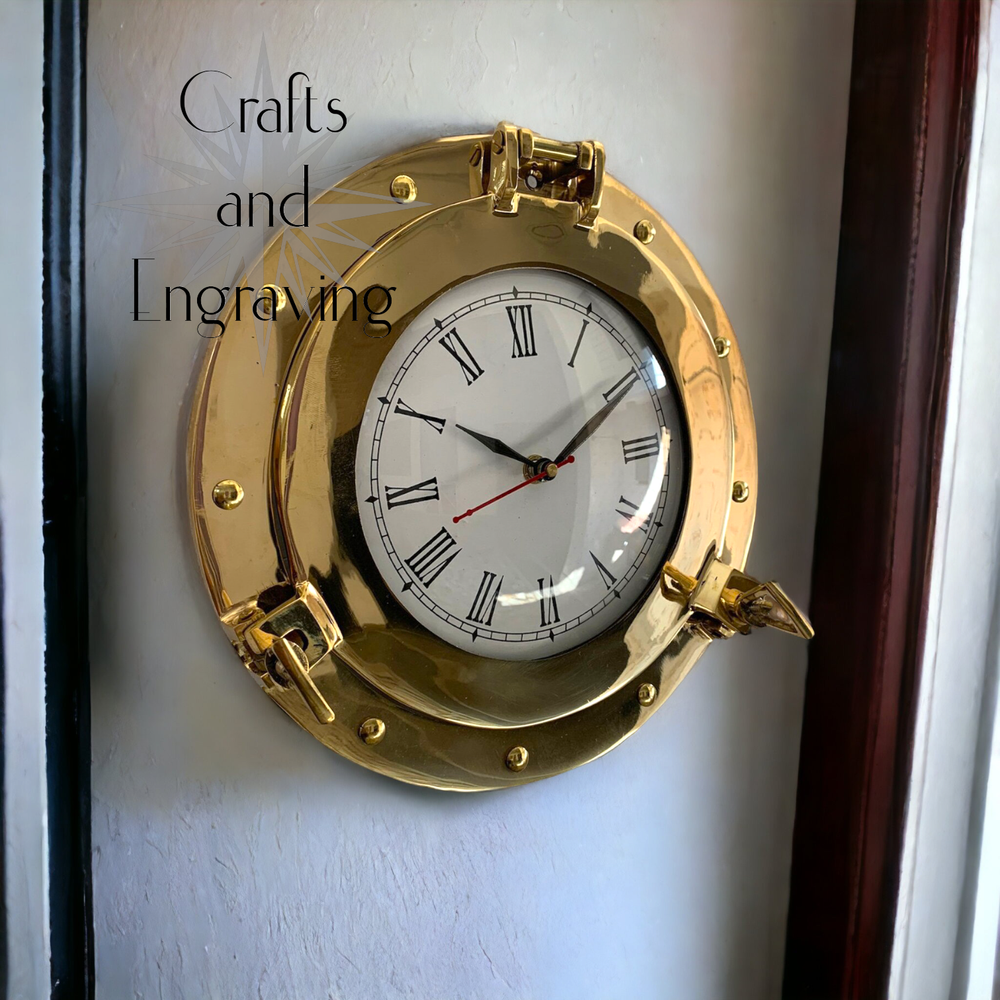 Nautical Elegance: Marine Brass Ship Porthole Clock - Stylish Decor
