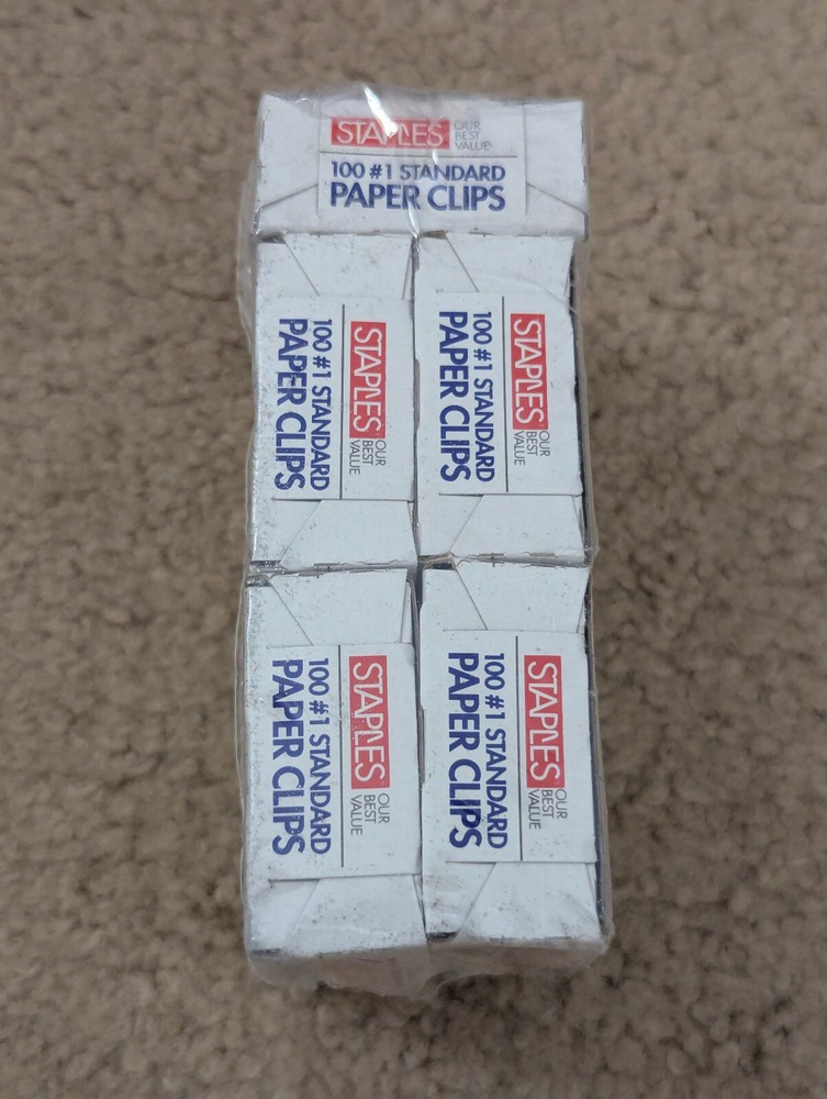 STAPLES #1 Size Paper Clips, 100 per Box, 5 Boxes