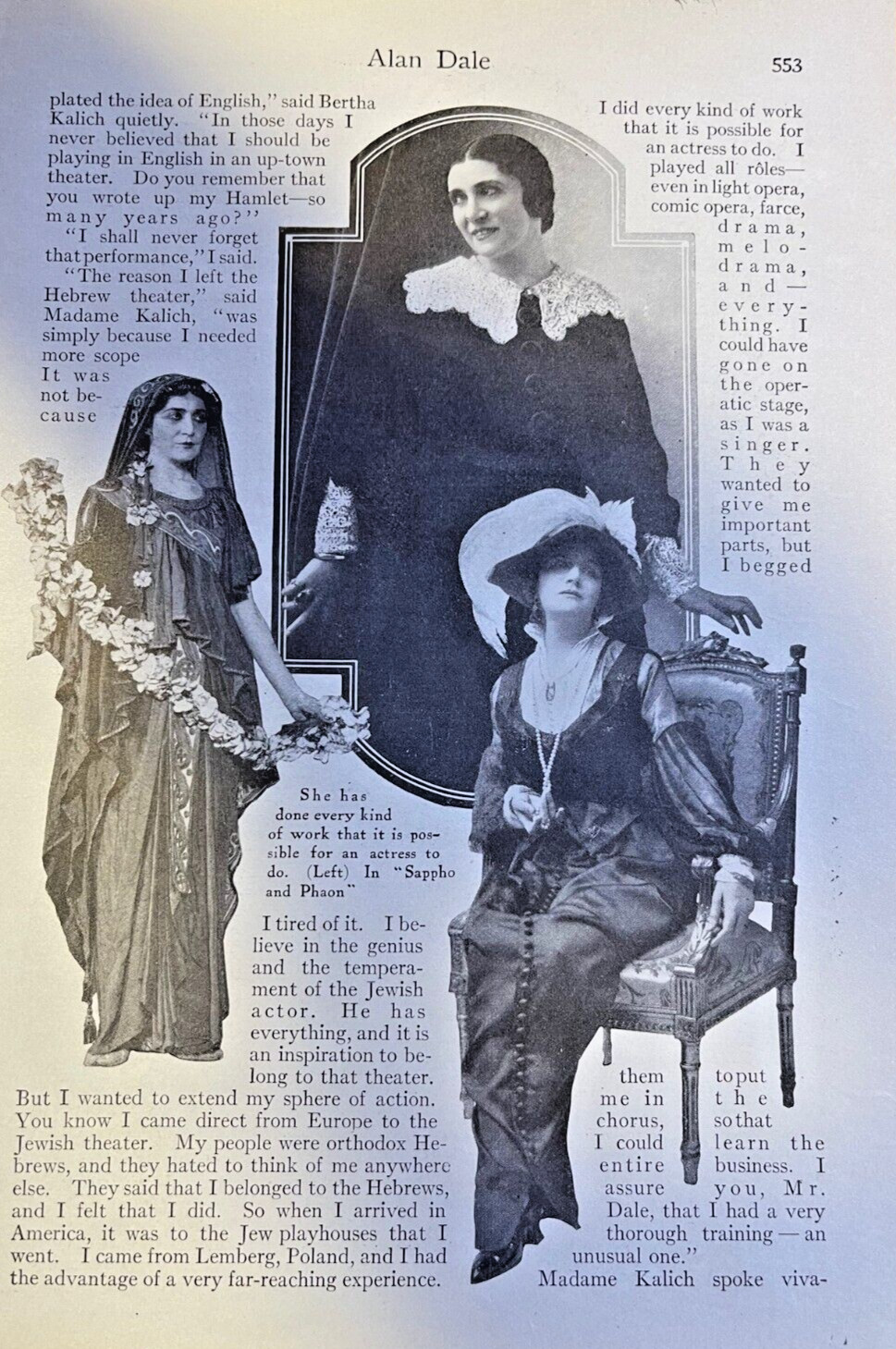 1914 Actress Bertha Kalich illustrated