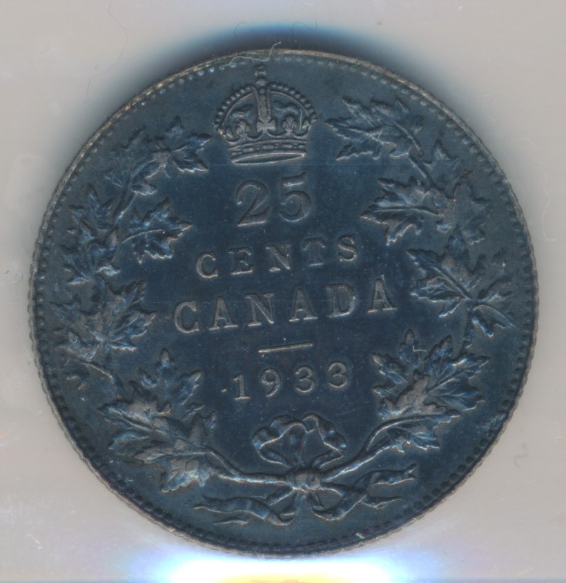 Canada George V 25 Cents 1933 - ICCS EF45