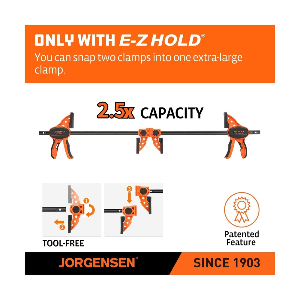 Jorgensen 24" One Hand Clamp/Spreader - 2-pack, Medium Duty, E-Z Hold Bar Cla...