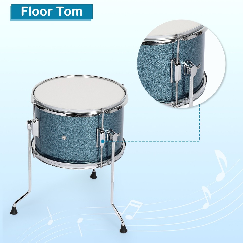 Child Drum Sets-5-Piece,14 inch Full Size with Adjustable Throne,Bench,Drumstick